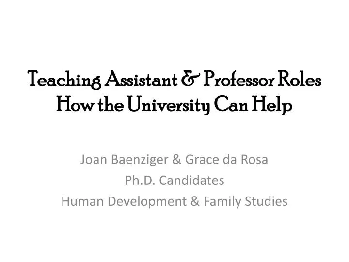teaching assistant professor roles how the university can help