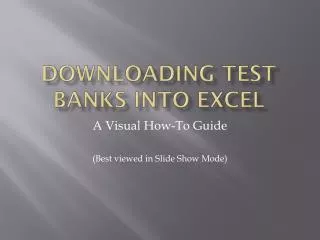 Downloading test banks into excel