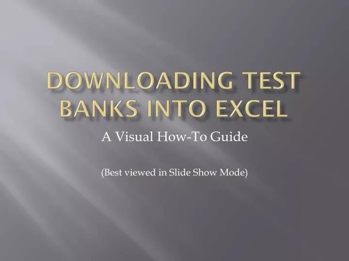 downloading test banks into excel
