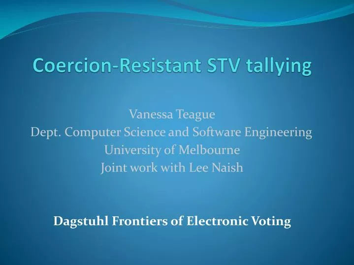 coercion resistant stv tallying