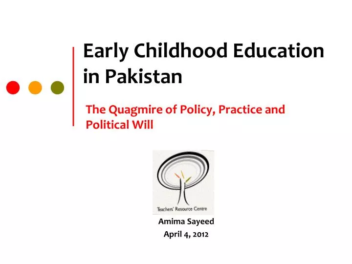 thesis on early childhood education in pakistan