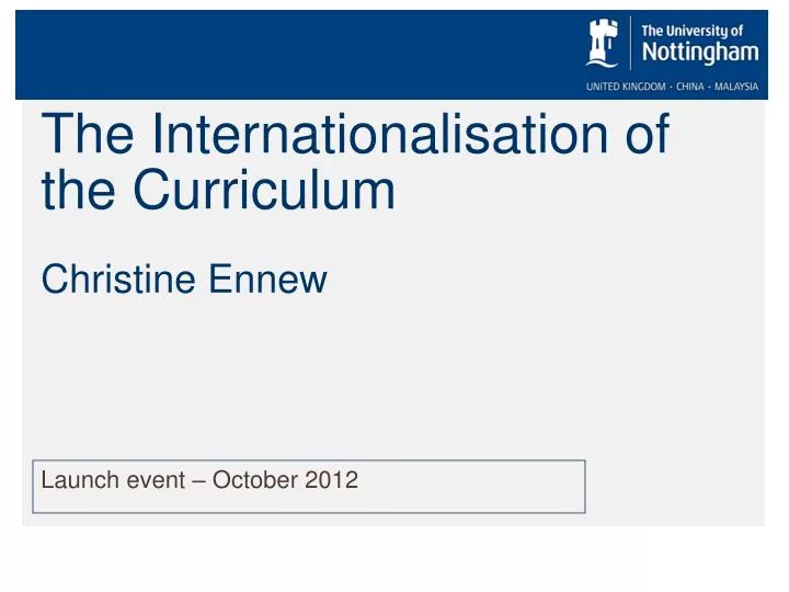 the internationalisation of the curriculum christine ennew
