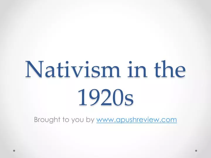 nativism in the 1920s