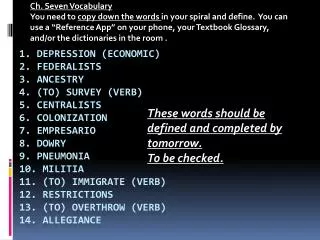 Ch. Seven Vocabulary