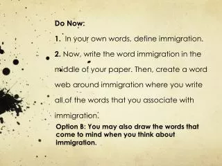 Option B: You may also draw the words that come to mind when you think about immigration.