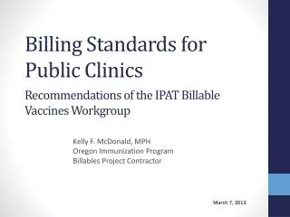 Billing Standards for Public Clinics