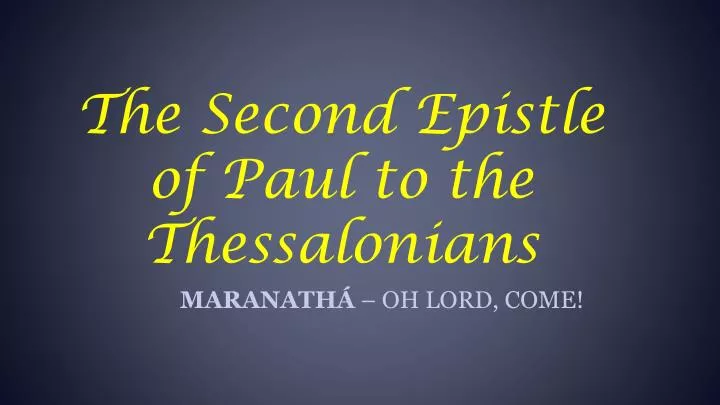 the second epistle of paul to the thessalonians