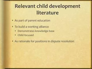 Relevant child development literature