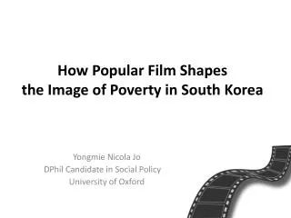 How Popular Film Shapes the Image of Poverty in South Korea