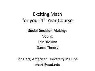 Exciting Math for y our 4 th Year Course