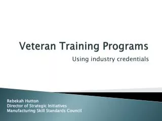 Veteran Training Programs