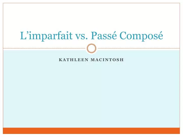 l imparfait vs pass compos