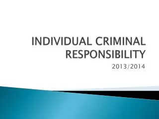 INDIVIDUAL CRIMINAL RESPONSIBILITY