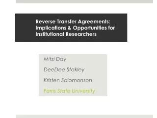 Reverse Transfer Agreements: Implications &amp; Opportunities for Institutional Researchers