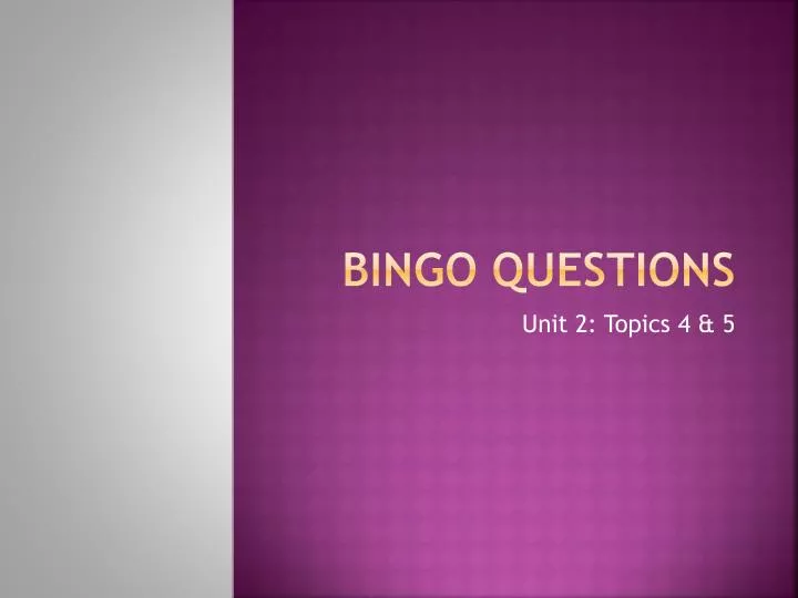 bingo questions