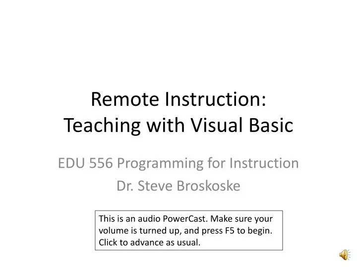 remote instruction teaching with visual basic