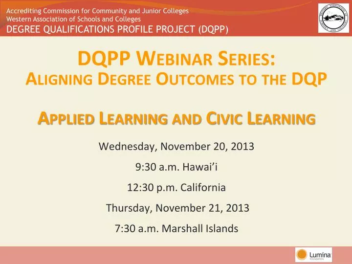 dqpp webinar series aligning degree outcomes to the dqp applied learning and civic learning