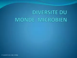 diversite du monde microbien
