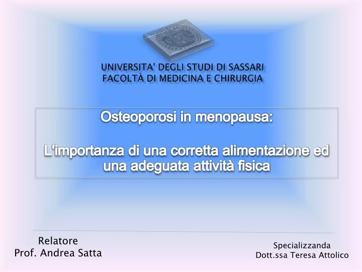 universita degli studi di sassari facolt di medicina e chirurgia