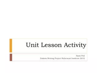 Unit Lesson Activity