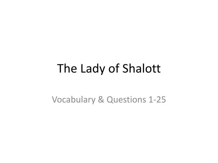 the lady of shalott