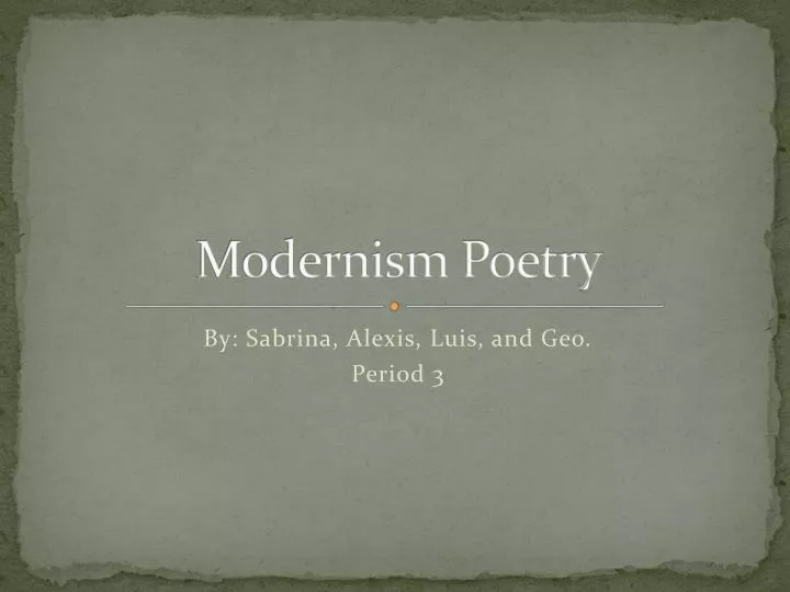 modernism poetry