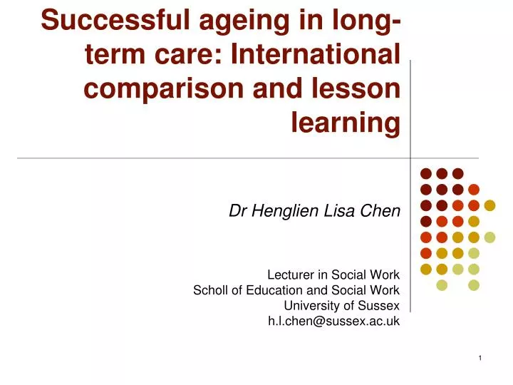 successful ageing in long term care international comparison and lesson learning