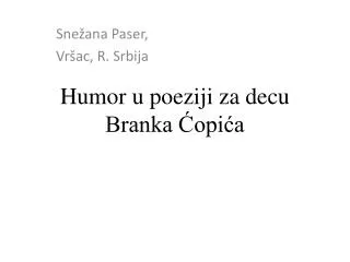 Humor u poeziji za decu Branka Ćopića