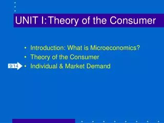 UNIT I:	Theory of the Consumer