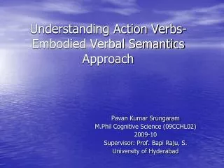 Understanding Action Verbs- Embodied Verbal Semantics Approach