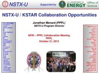 NSTX-U / KSTAR Collaboration Opportunities