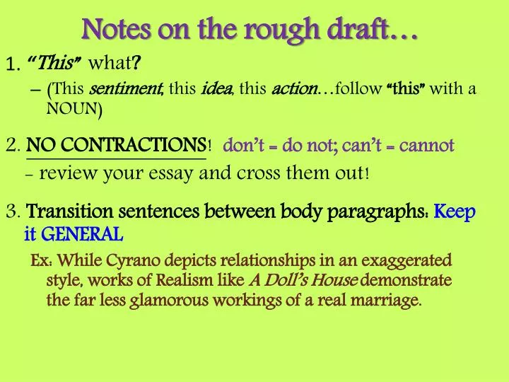 notes on the rough draft