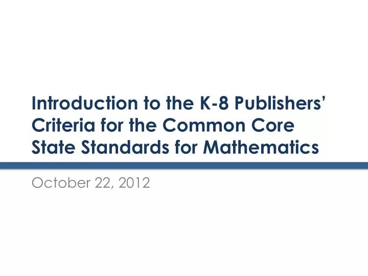 introduction to the k 8 publishers criteria for the common core state standards for mathematics