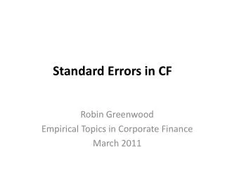 Standard Errors in CF