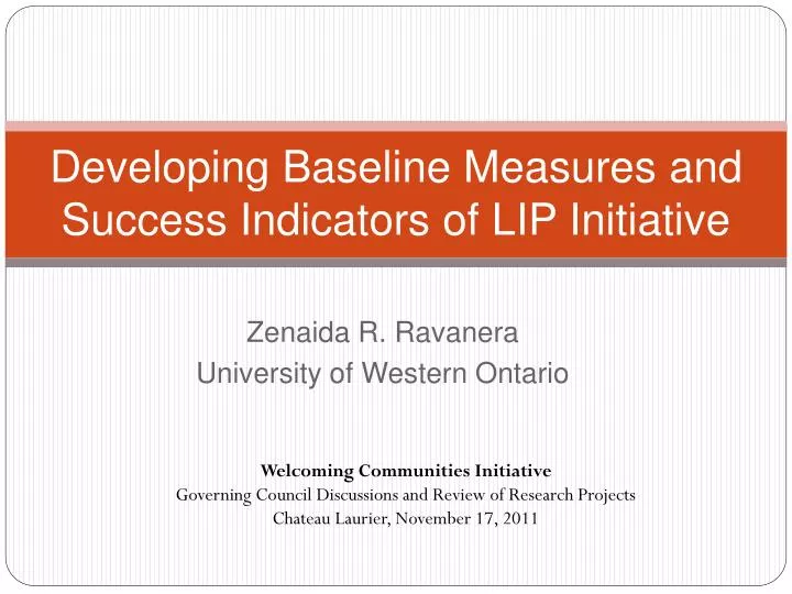developing baseline measures and success indicators of lip initiative