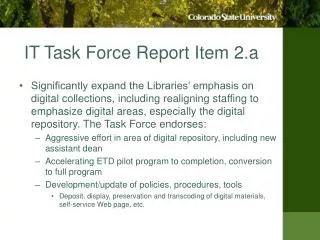 IT Task Force Report Item 2.a
