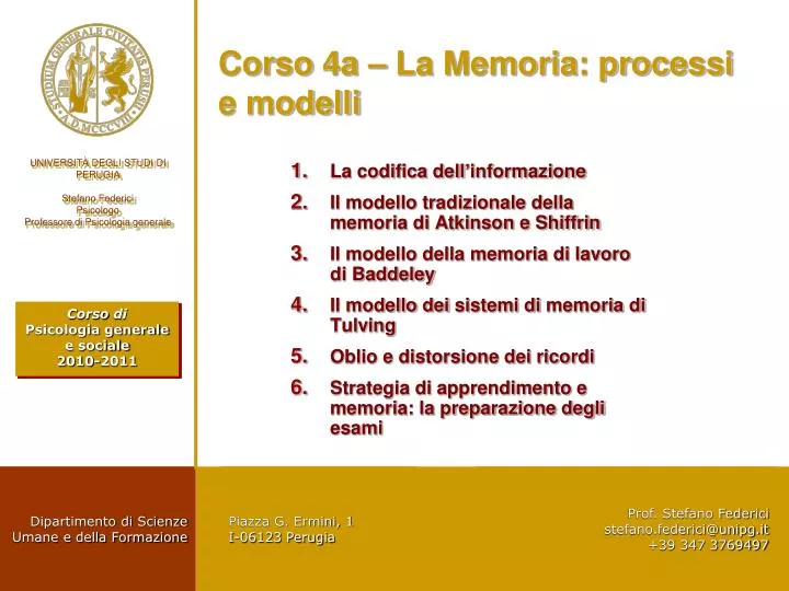 corso 4a la memoria processi e modelli