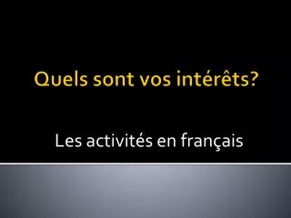 les activit s en fran ais