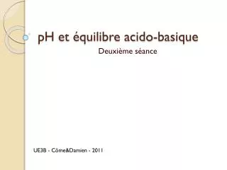 ph et quilibre acido basique