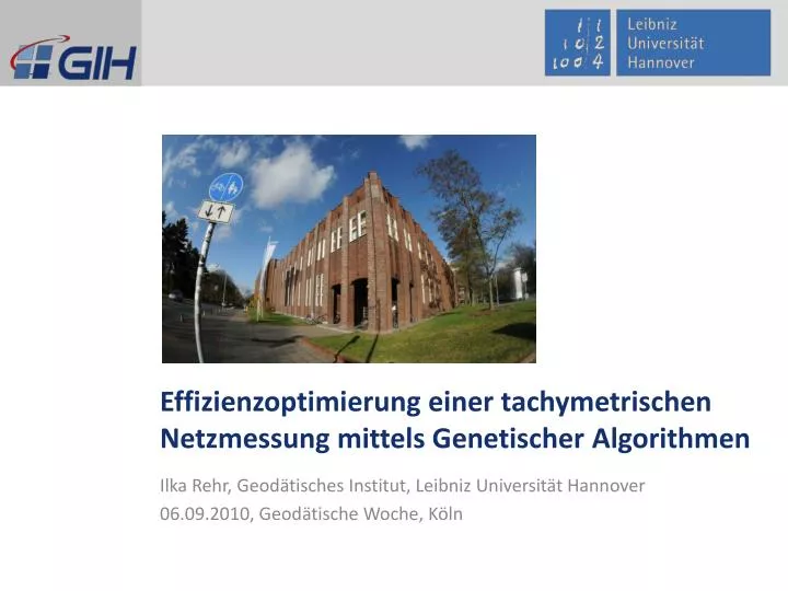 effizienzoptimierung einer tachymetrischen netzmessung mittels genetischer algorithmen