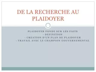 de la recherche au plaidoyer