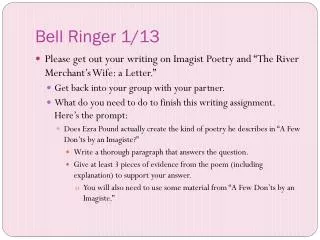Bell Ringer 1/13