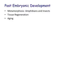 Post Embryonic Development