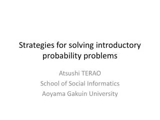Strategies for solving introductory probability problems