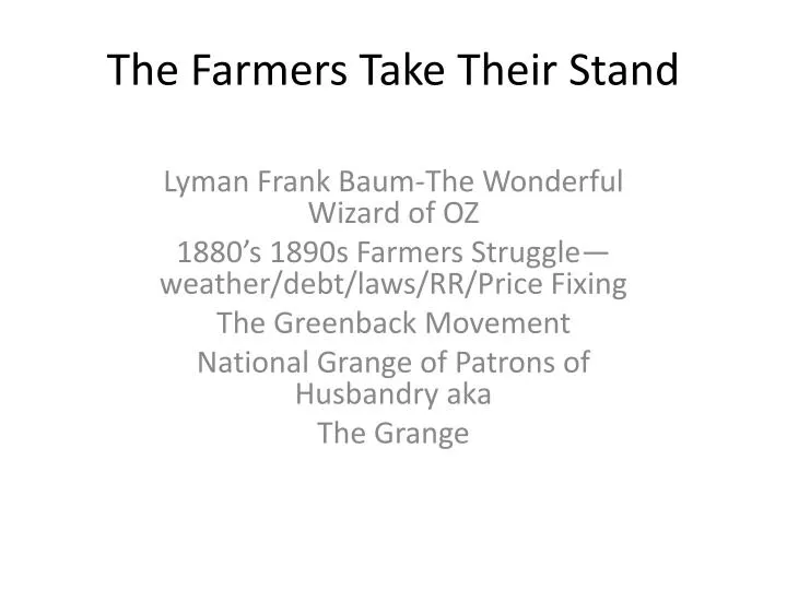 the farmers take their stand