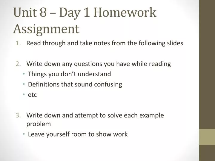 unit 8 day 1 homework assignment