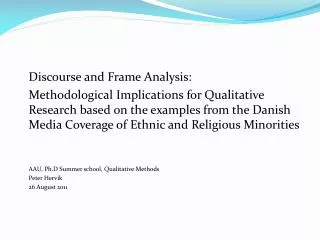 Discourse and Frame Analysis: