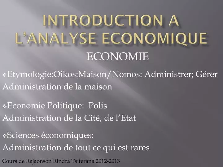 introduction a l analyse economique