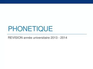 phonetique