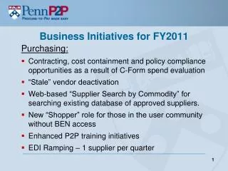 Business Initiatives for FY2011